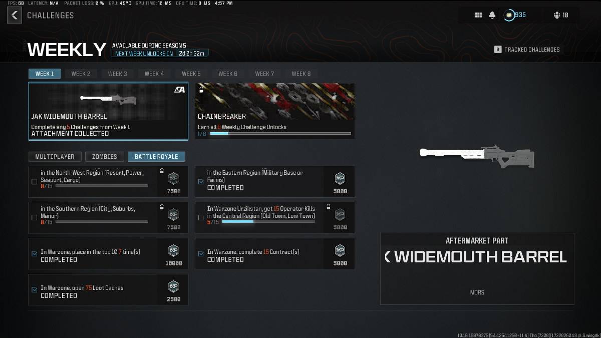 Warzone Season 5 Week 1 Challenges