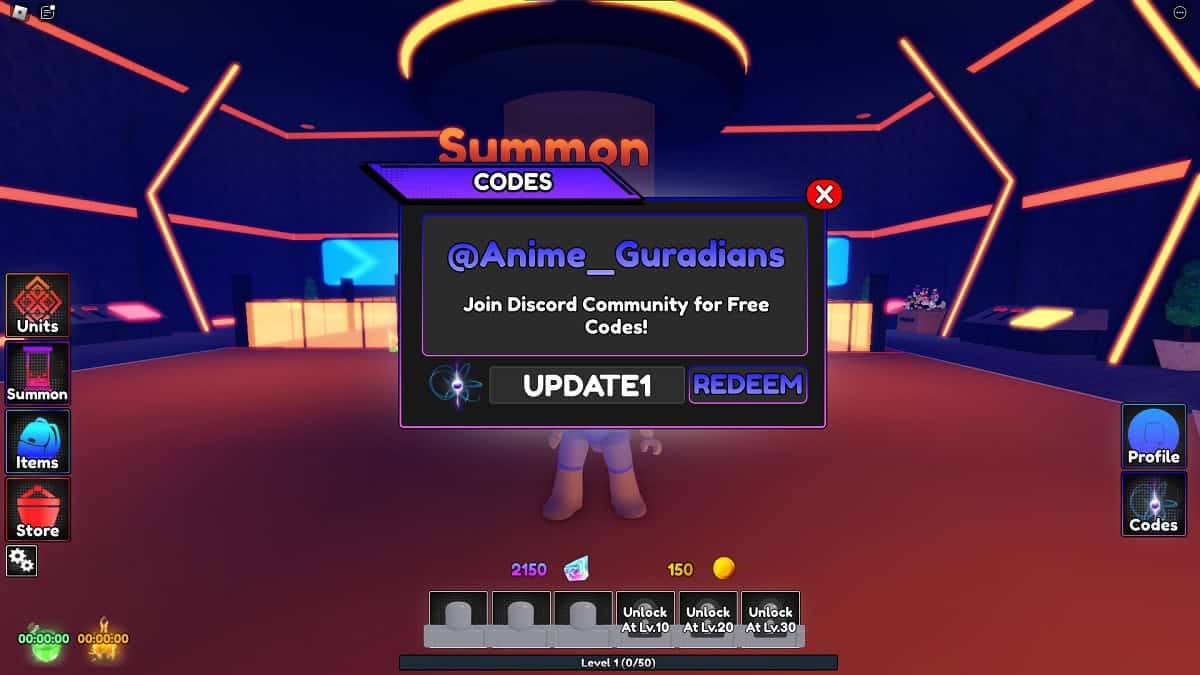 redeeming roblox codes in anime guardians