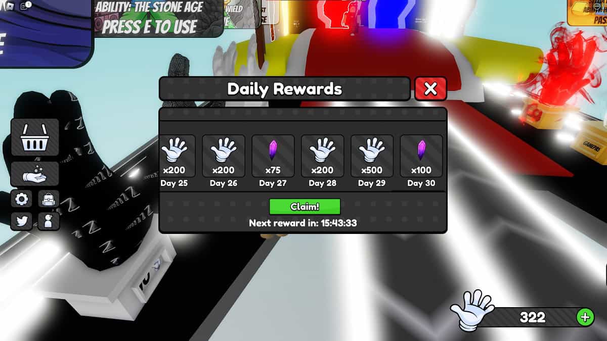 claiming null shards from daily rewards in slap battles