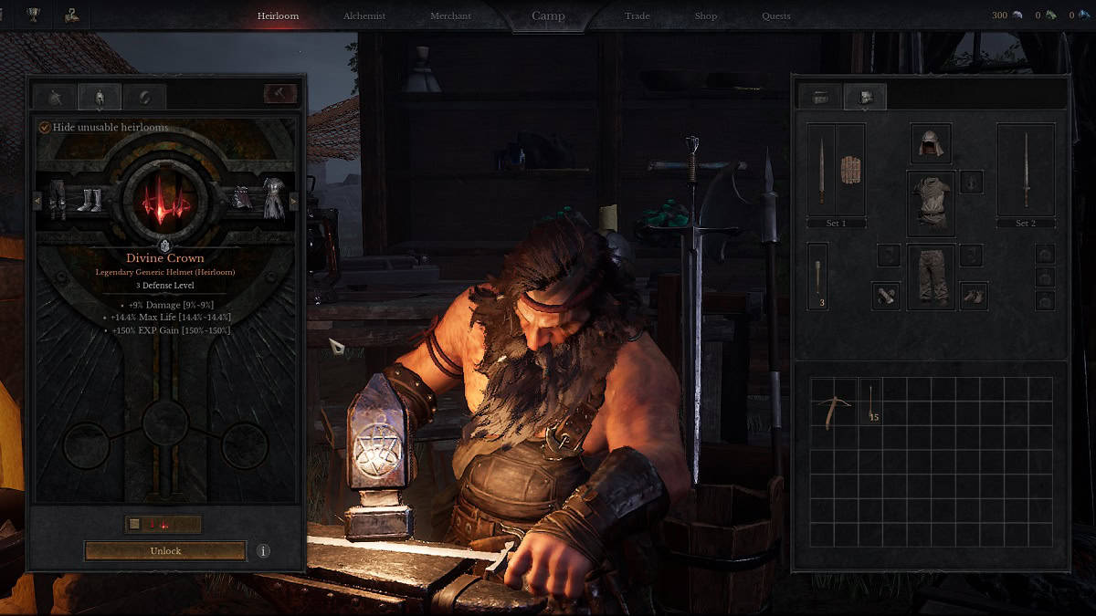 crafting divine crown with divine crown fragment dungeonborne