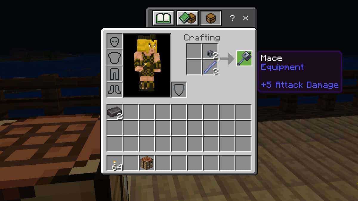 crafting a mace in minecraft