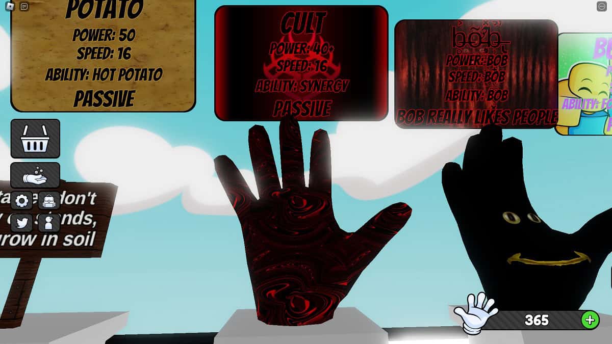 the cult glove statue in the lobby of slap battles