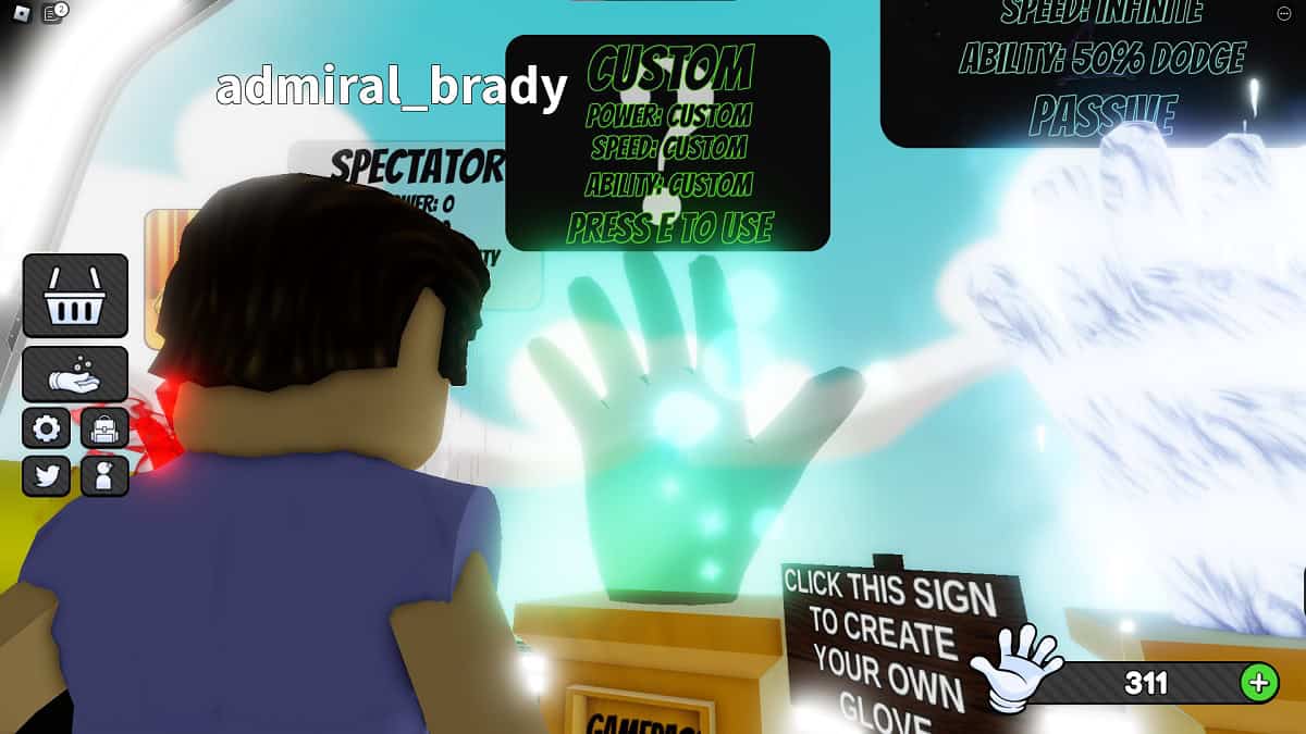 one of the best gloves in slap battles, the custom glove