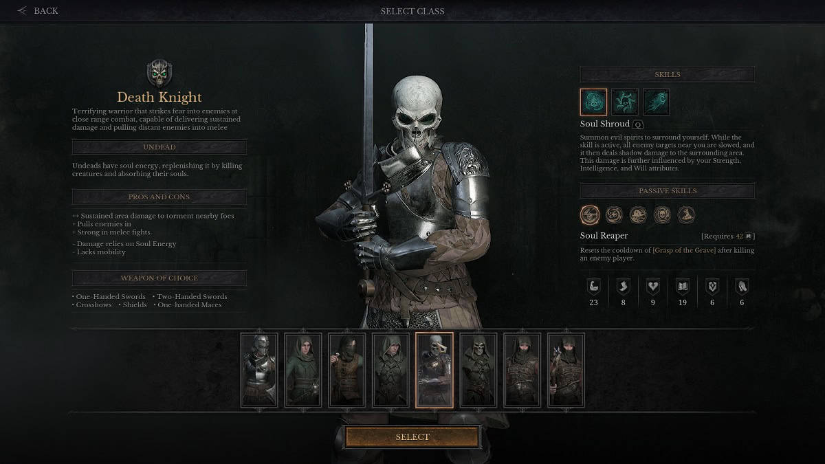 death knight class in dungeonborne