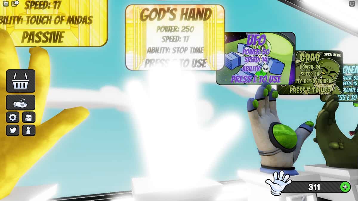 the god's hand glove, one of the most op gloves in slap battles