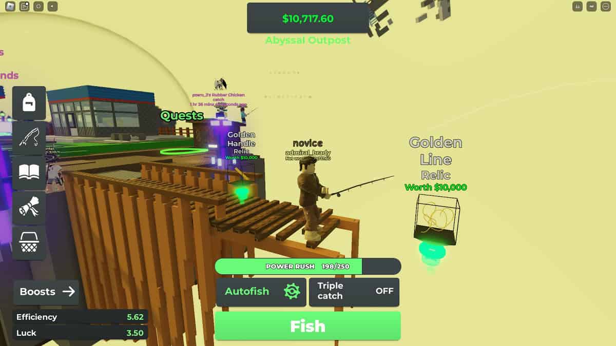 golden rod pieces on display in void fishing