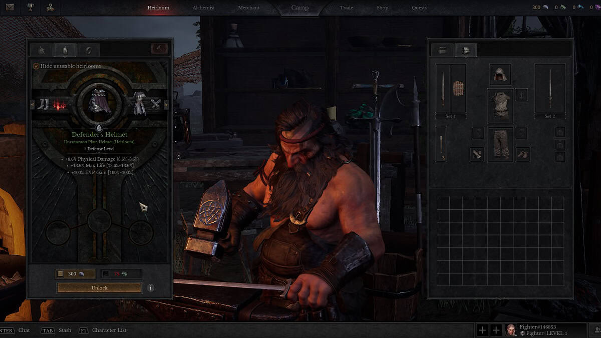 crafting heirloom gear in dungeonborne