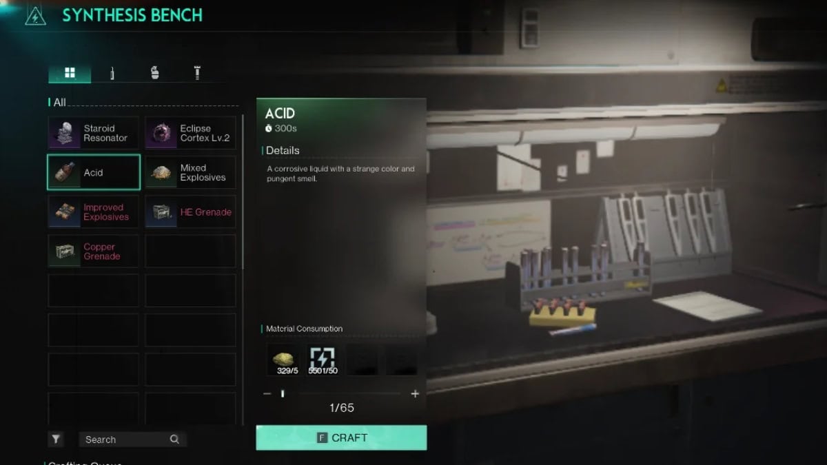 Once Human acid crafting method