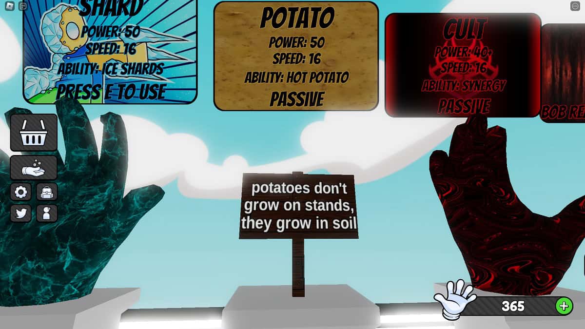 potato glove statue in roblox slap battles