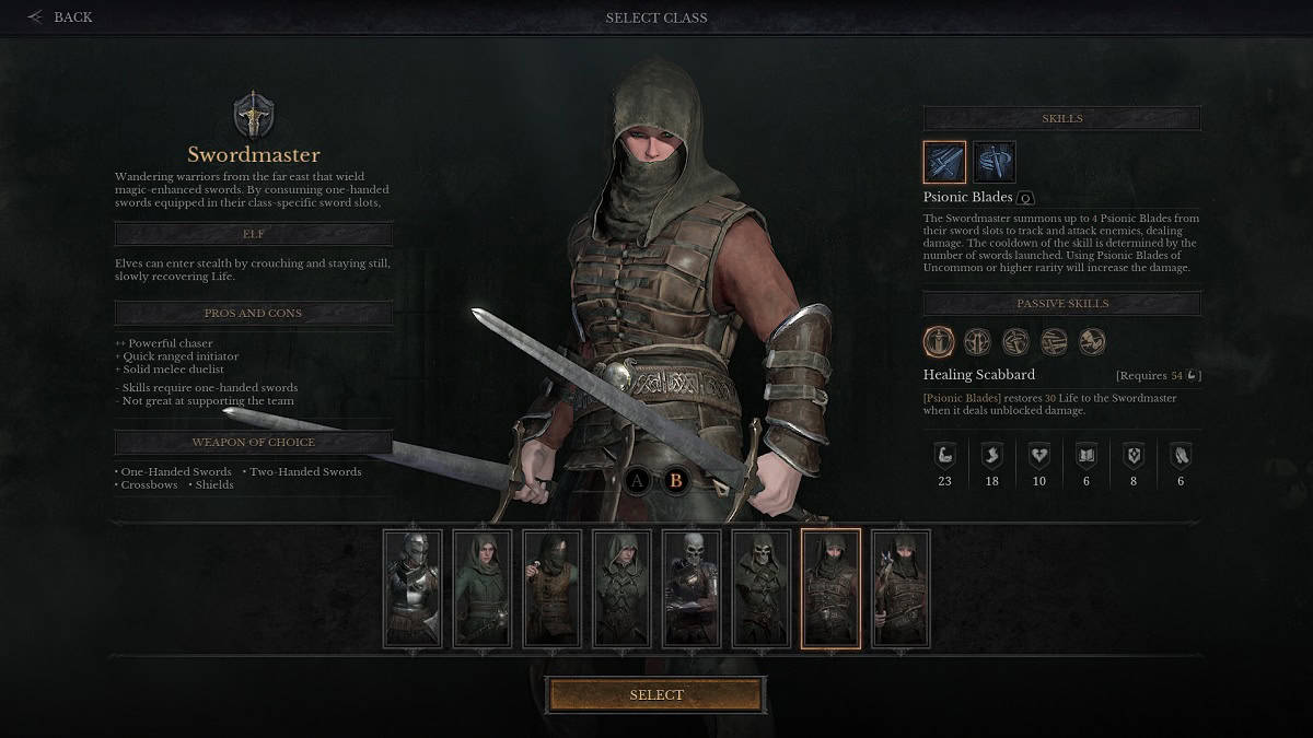 the swordmaster class in dungeonborne