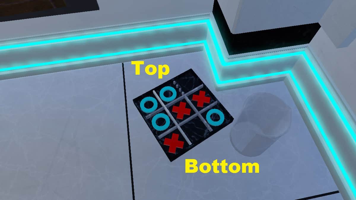 top and bottom of tic-tac-toe puzzle for terminal escape room