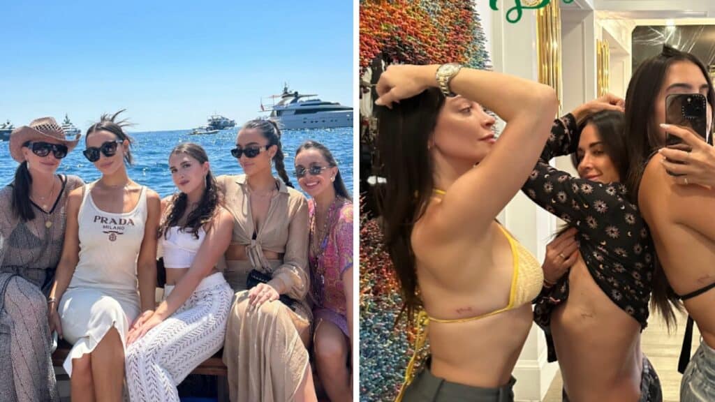 Kyle Richards and Daughters Get Matching Tattoos: ‘Lucky’ Kyle Richards and her four daughters (L), Alexia, Kyle, and Sophia show off tattoos (R)