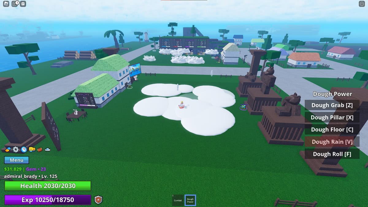 dough fruit power in action, one of the best in roblox meme sea