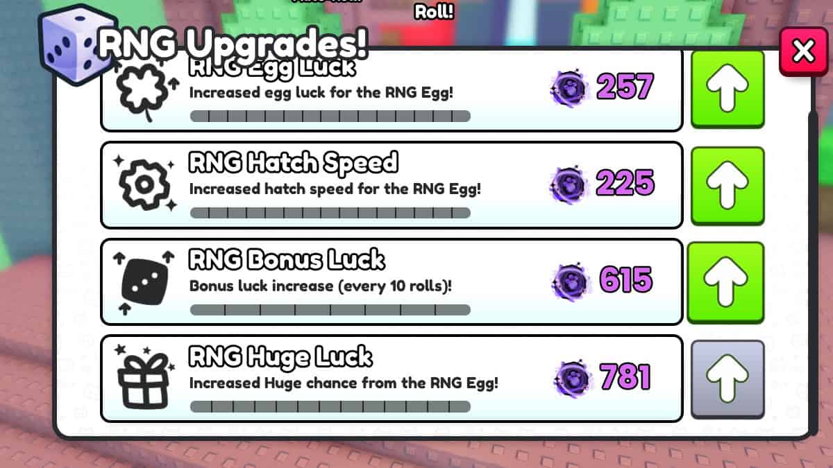 rng uprades stat menu