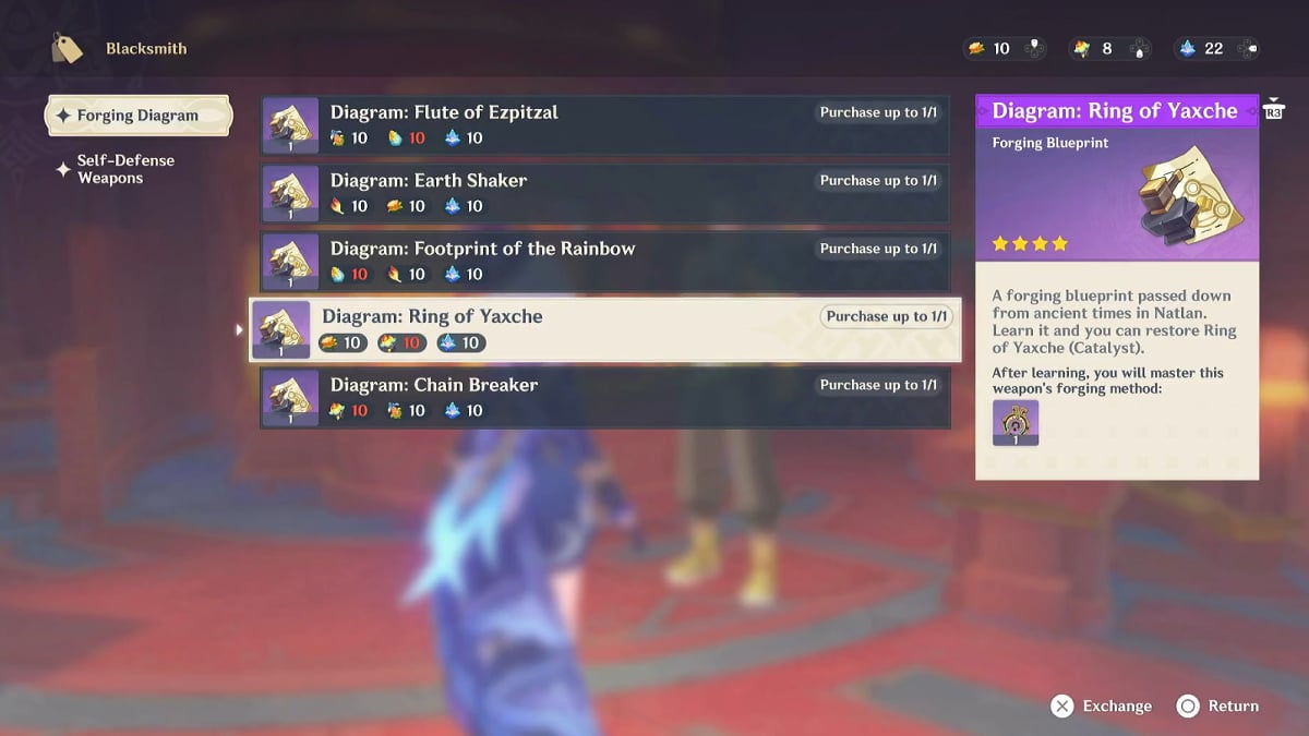 The recipe of the Ring of Yaxche in Genshin Impact