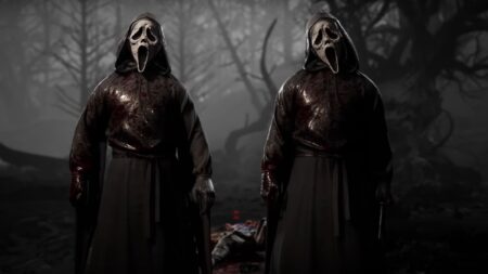 Two Ghostface killers stand side by side in the Mortal Kombat 1: Khaos Reigns Expansion