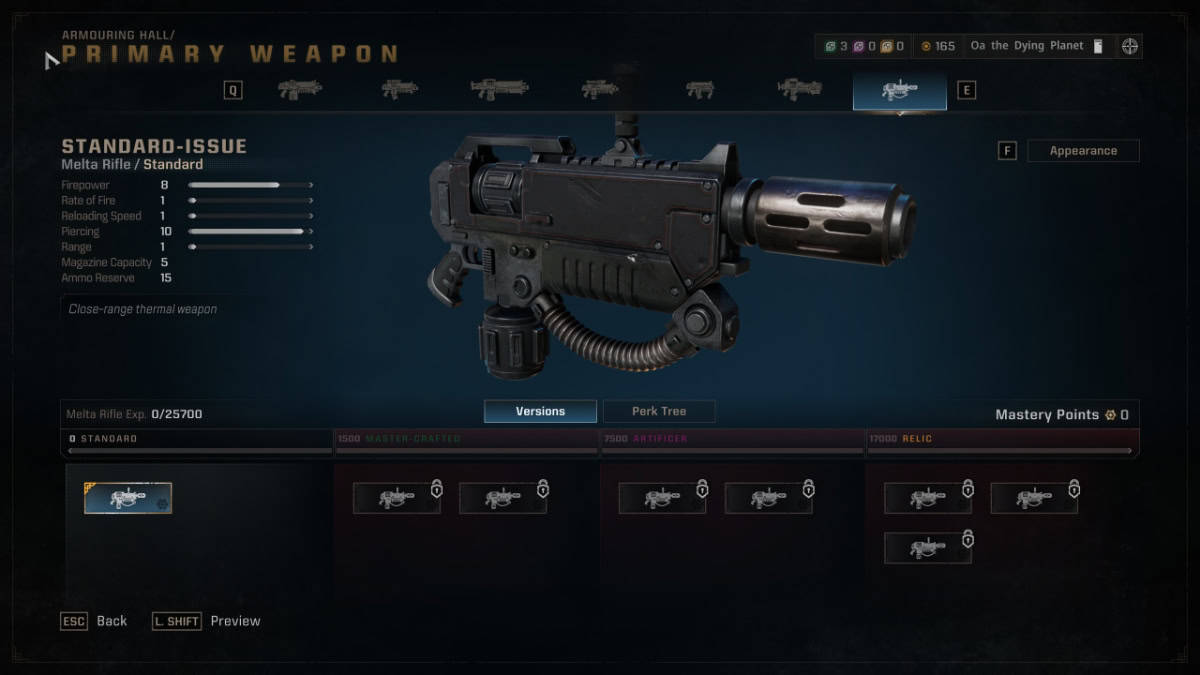 The Melta Rifle's stat block in Warhammer 40,000: Space Marine 2