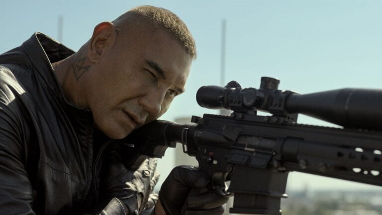 The Killer’s Game Review – 90s Schlock With a Modern Twist A shot of Dave Bautista in The Killer's Game