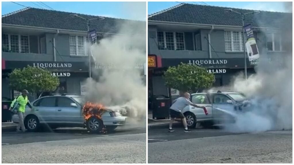 Aussie Loads Up His Flaming Car With Beer in Wild Clip: ‘This Cars Gonna Get Me Through One Last Beer Run If It’s the Last Thing I Do’ Aussie Loads Car with beer while it's on fire