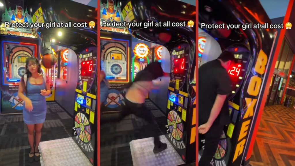 Boyfriend Protects Girlfriend from Arcade Machine: “Why Did Bro Hit Pose 28” Boyfriend Protects Girlfriend from Arcade Machine Why Did Bro Hit Pose 28