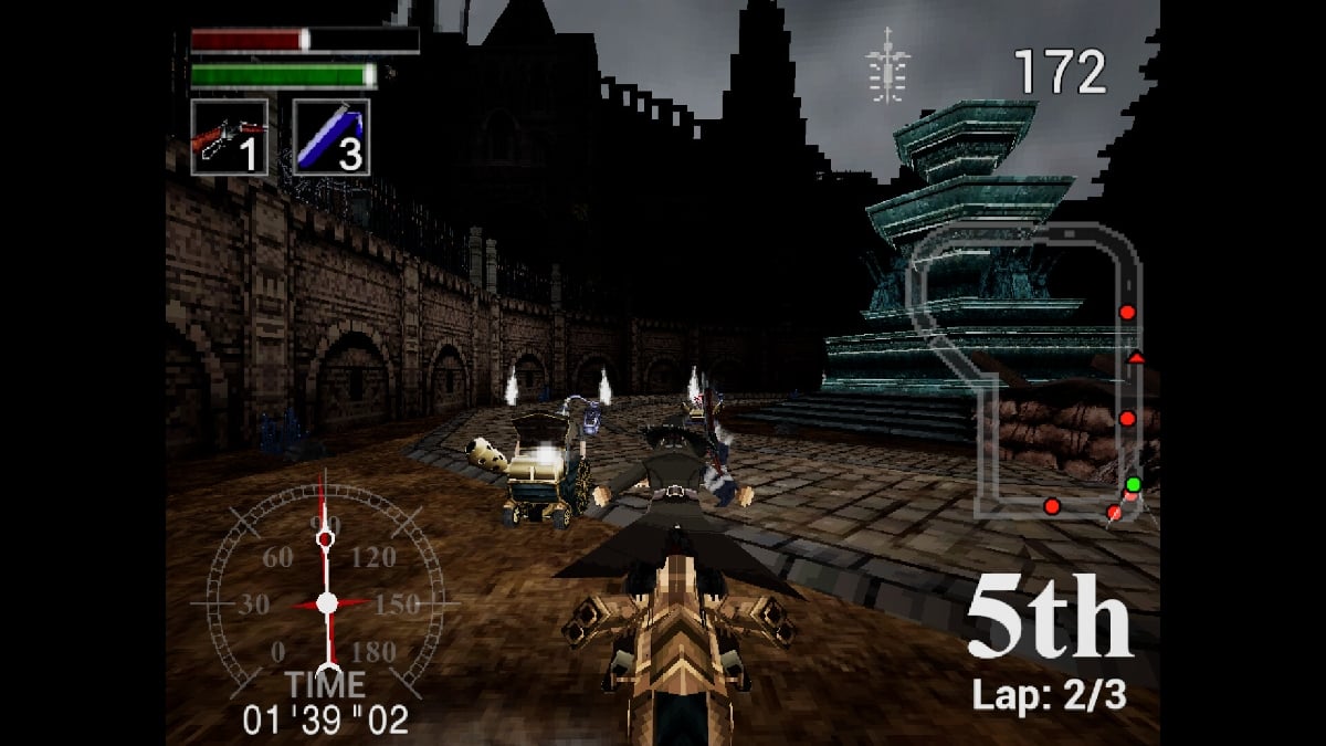 A tense race through a gothic scene in Nightmare Kart