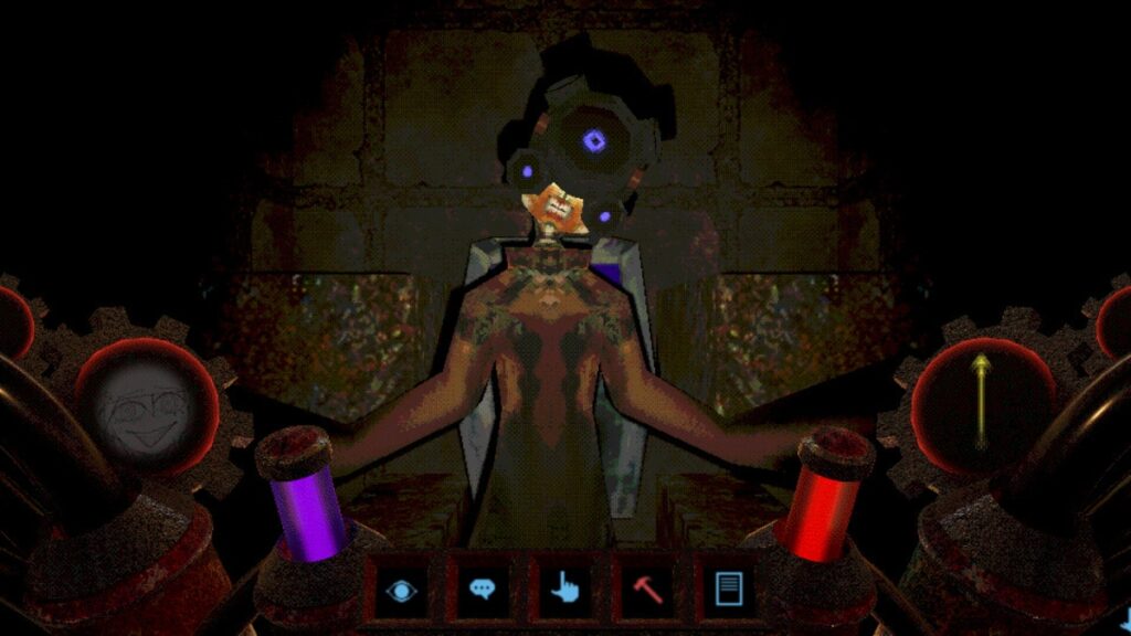 A figure bound to a strange device in Psychopomp