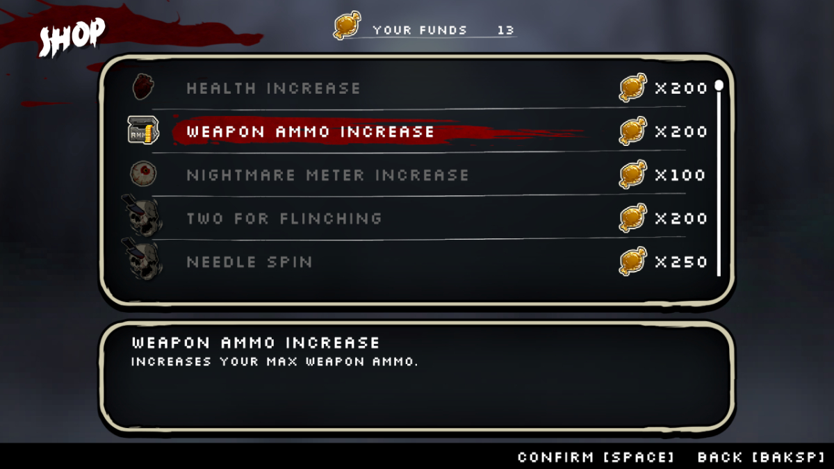 A character's upgrade menu in RetroRealms Arcade