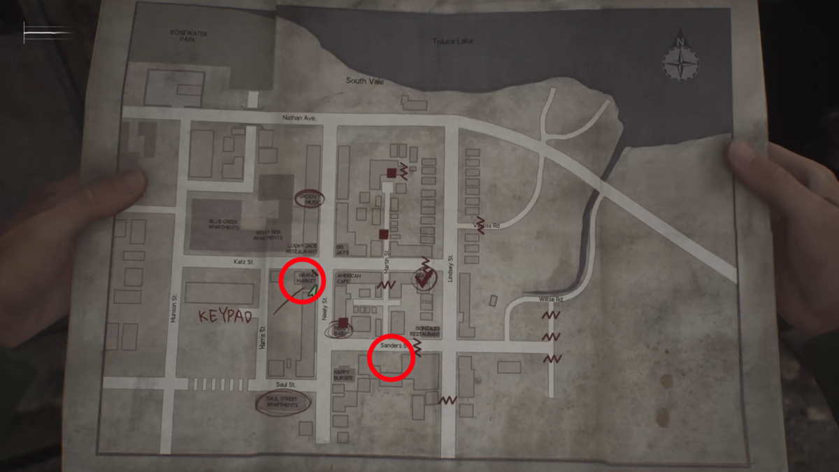 Grand Market keypad and passcode locations in Silent Hill 2.