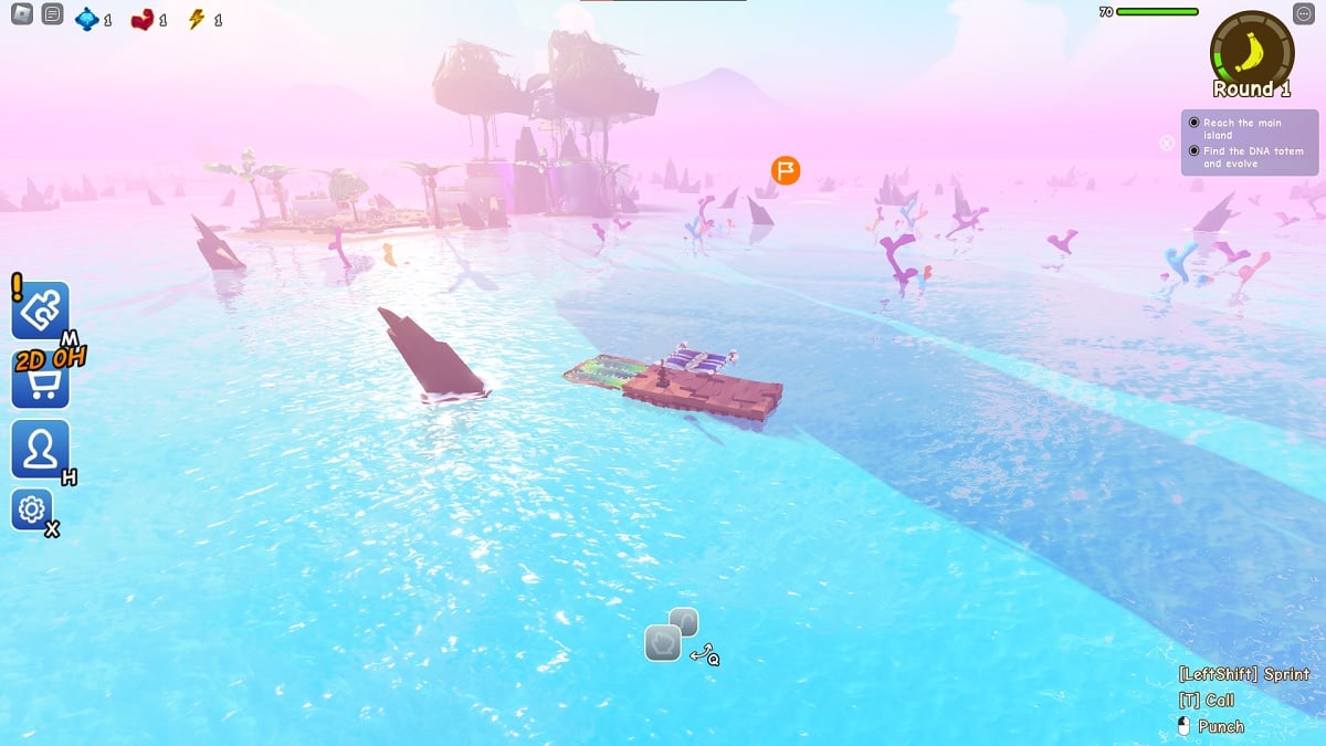 building a raft to reach the main island in monkey raft