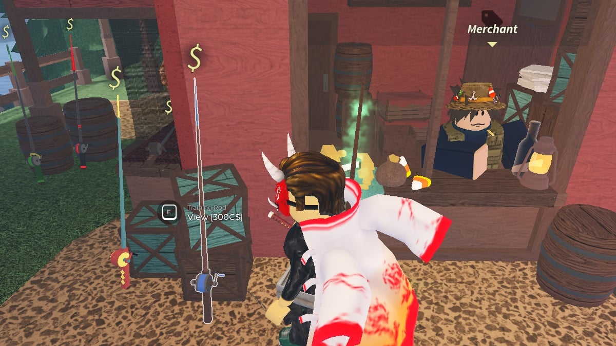 buying a new rod from the merchant in fisch