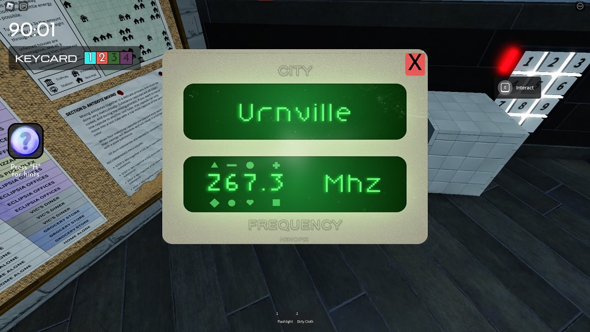 examining a radio to find a four digit code