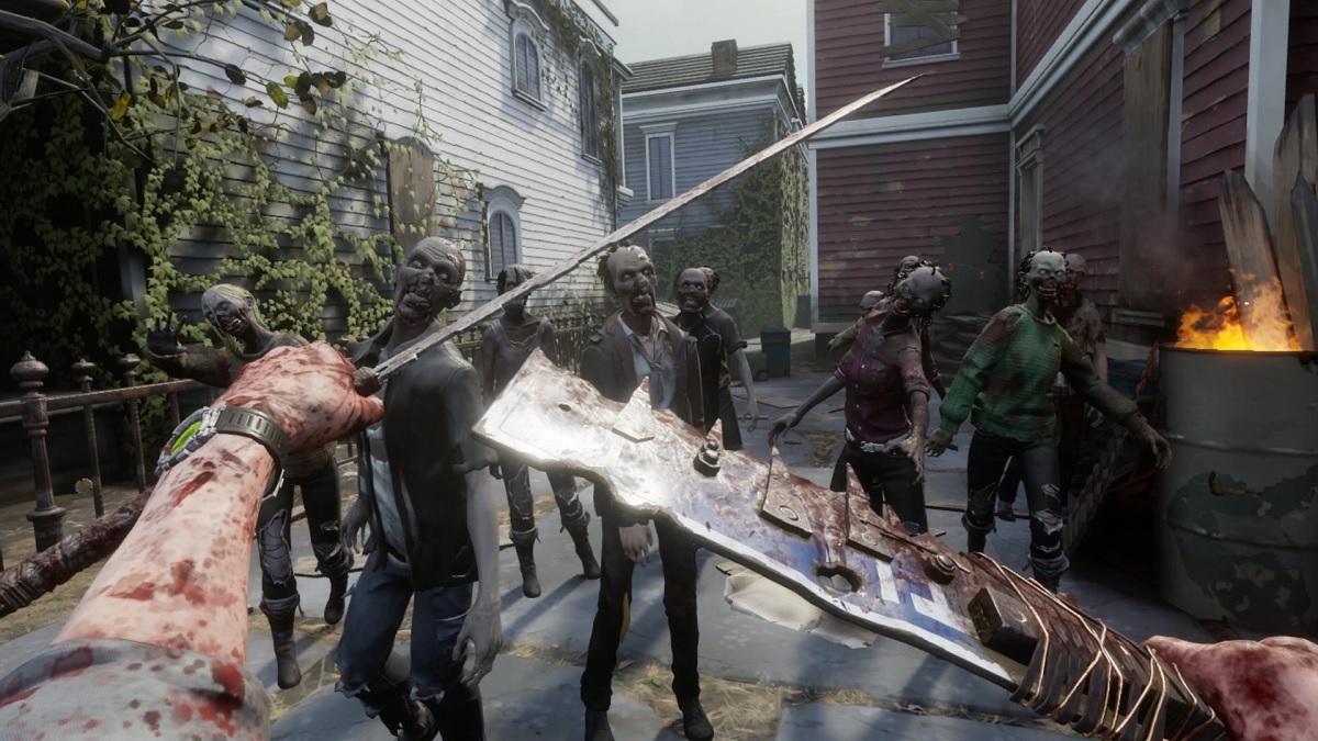 fighting a horde of zombies in the walking dead saints & sinners