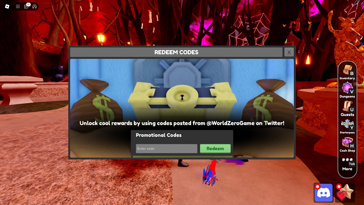 how to redeem roblox codes in world zero