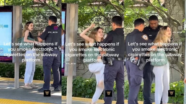 Skinny Karen Throws a Hilarious Tantrum at NYPD for Subway Vaping Ban: ‘Quality Stomps’ skinny karen throwing a tantrum