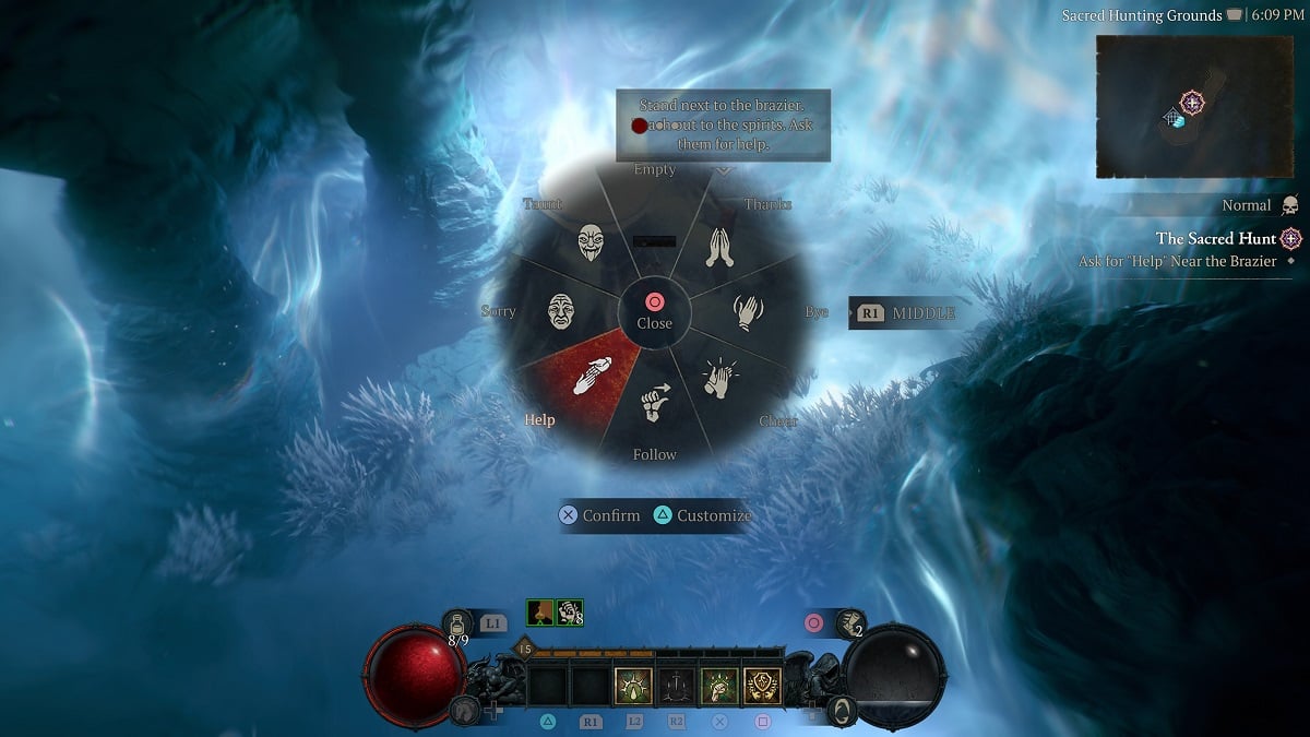 using the help emote to solve the ritual brazier puzzle in d4 vessel of hatred
