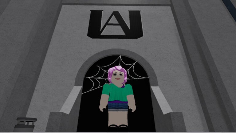 How to Make Decals and Spruce Up the World in Roblox A player stands before a spiderweb-covered tunnel in Roblox