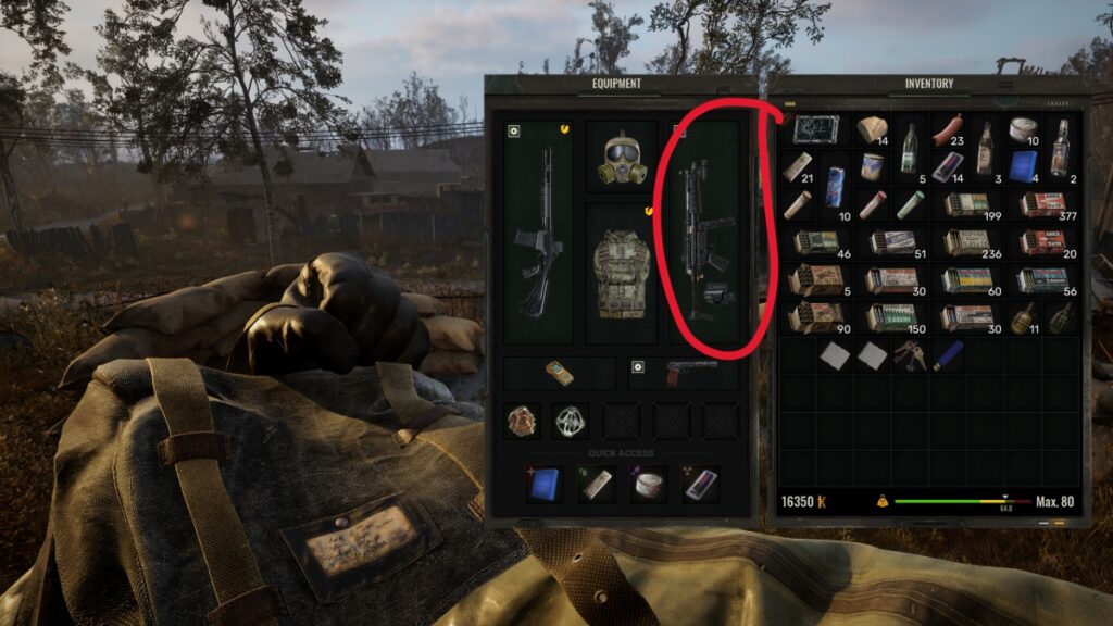 The player attaches a holo sight to their rifle in their inventory