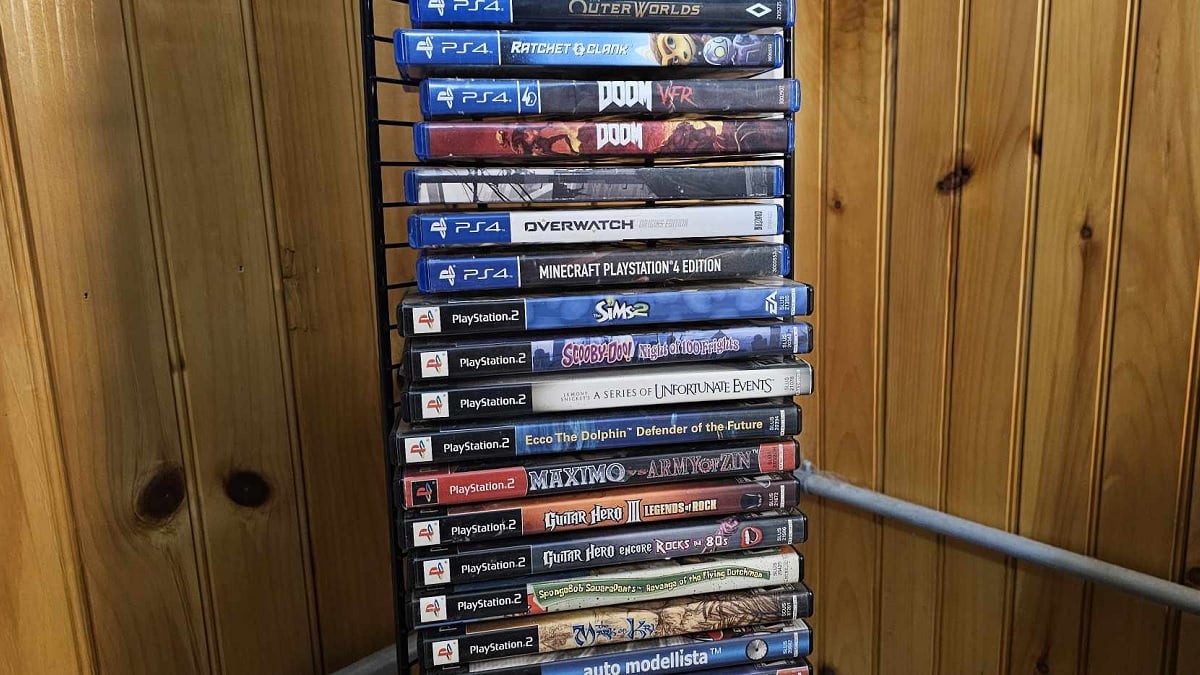 a collection of ps2 and ps4 games
