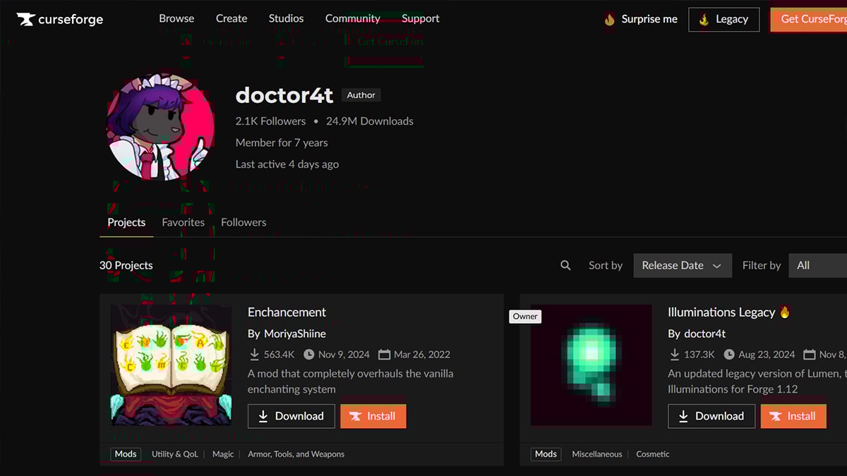 All Minecraft Mods Used and Created by YouTuber doctor4t