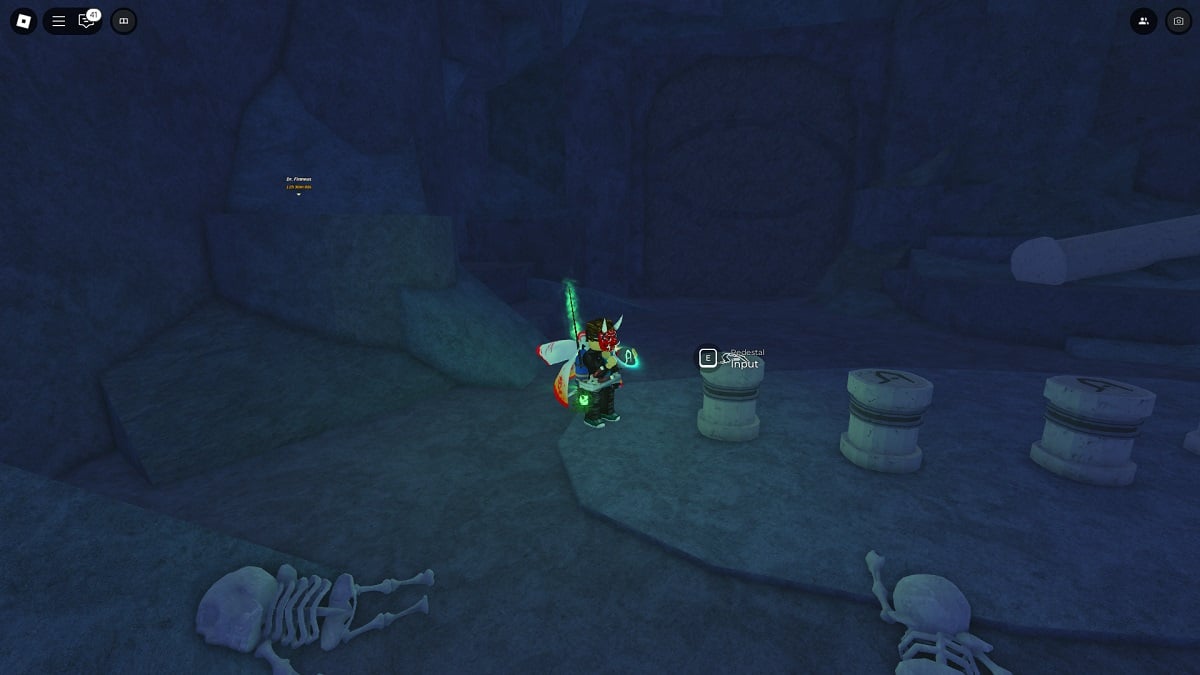 placing enchant relics on pedestals to unlock the trident rod