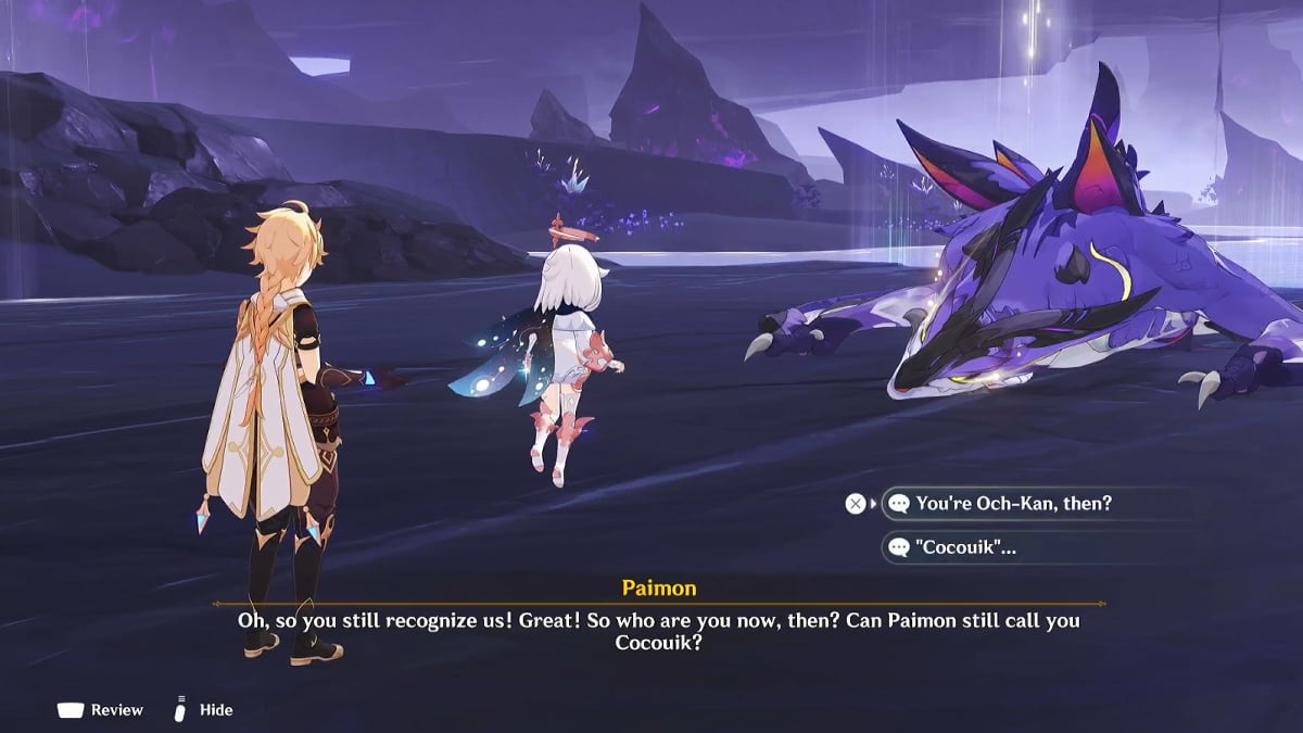 The Traveler story dialogue in Genshin Impact