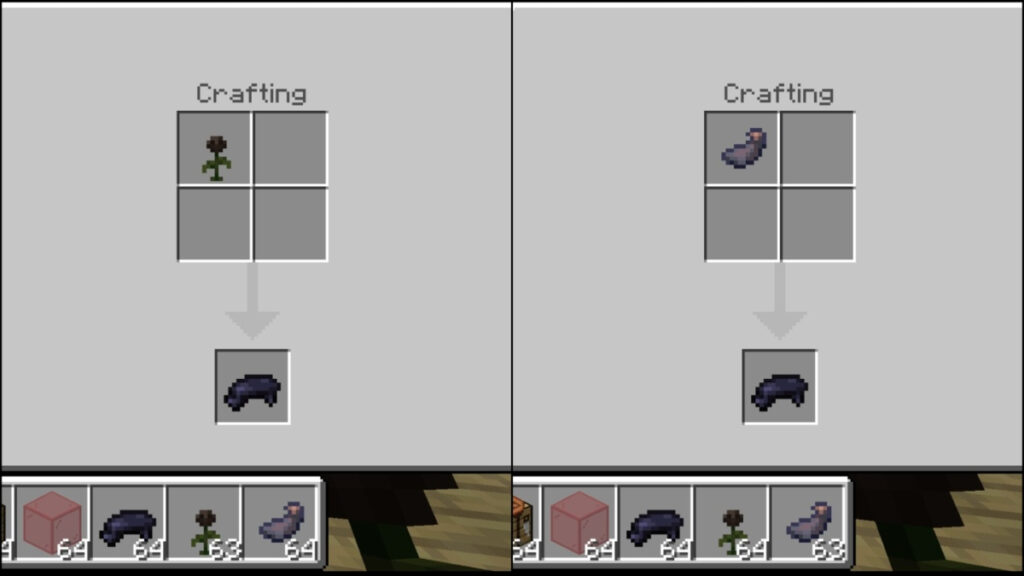 The black dye crafting recipe in Minecraft