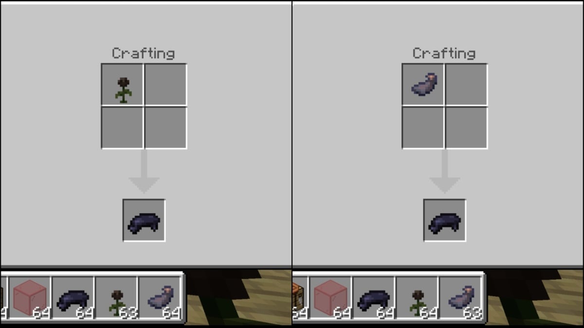 The black dye crafting recipe in Minecraft