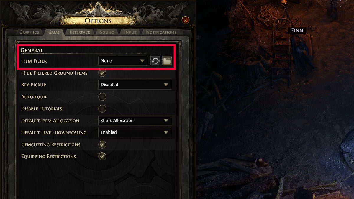 Item Filter setting in Path of Exile 2