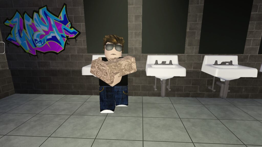 Rob the Place Roblox Codes (December 2024) A tattooed NPC posing with their arms crossed in Rob the Place Roblox