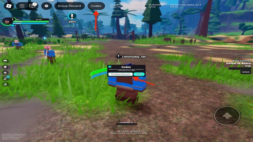 How to redeem codes in Sword Fantasy