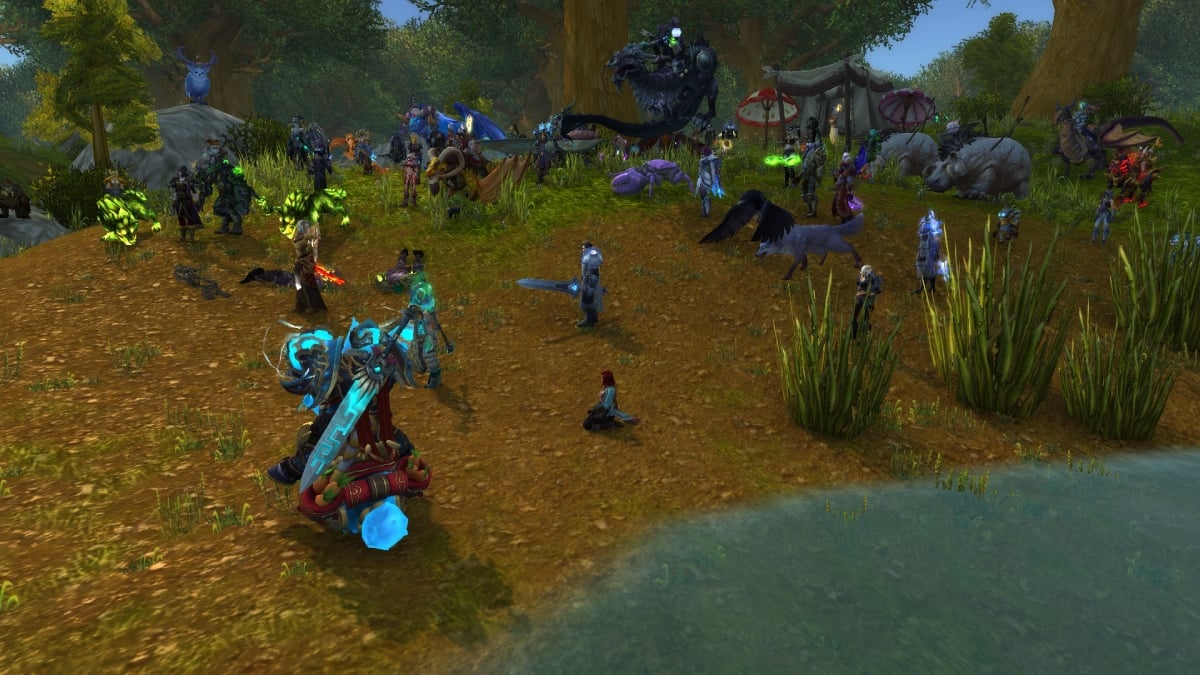 A group of people doing an event in WoW