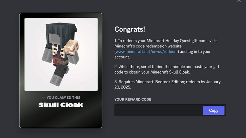 How Can You Unlock the Skull Cloak from Minecraft Holiday Discord Quest?