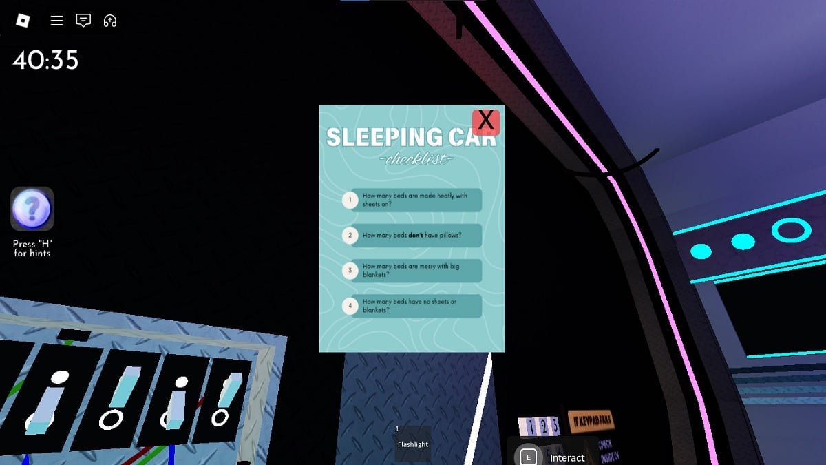 sleeping car puzzle solution in chapter 1 beginner mode