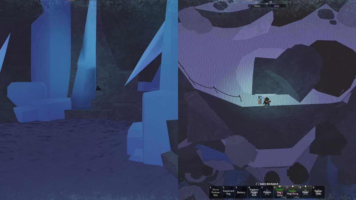 the location of the green and yellow energy crystals in roblox fisch